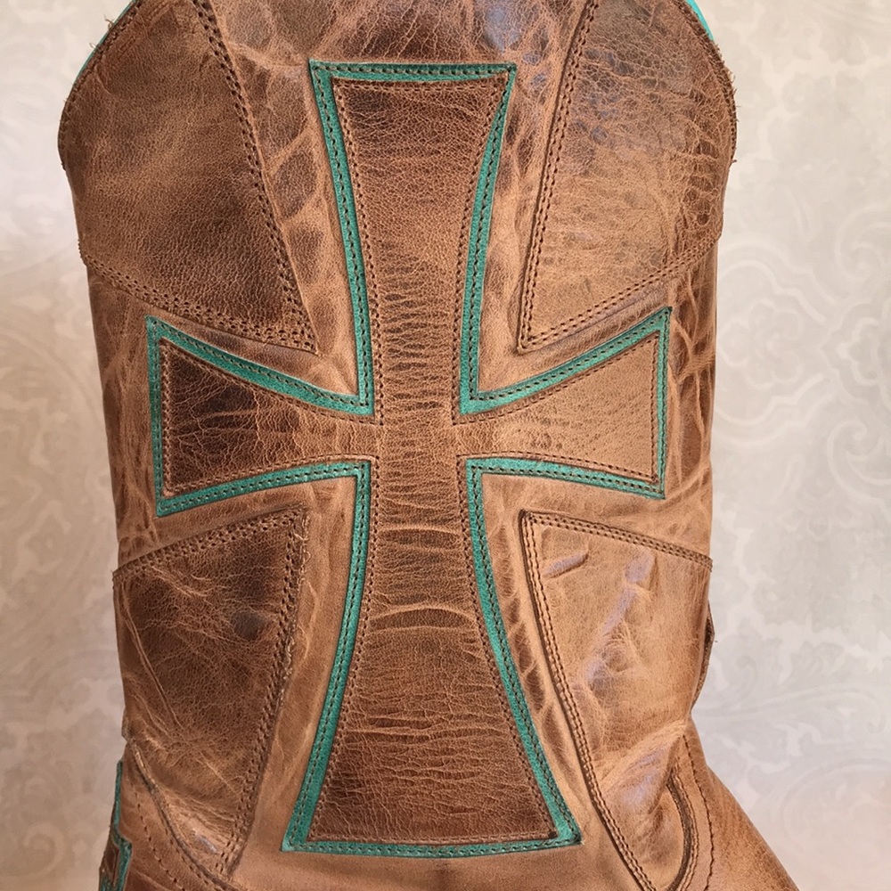 Old Gringo Brown and Teal Heeled Boots - Picture 6 of 13